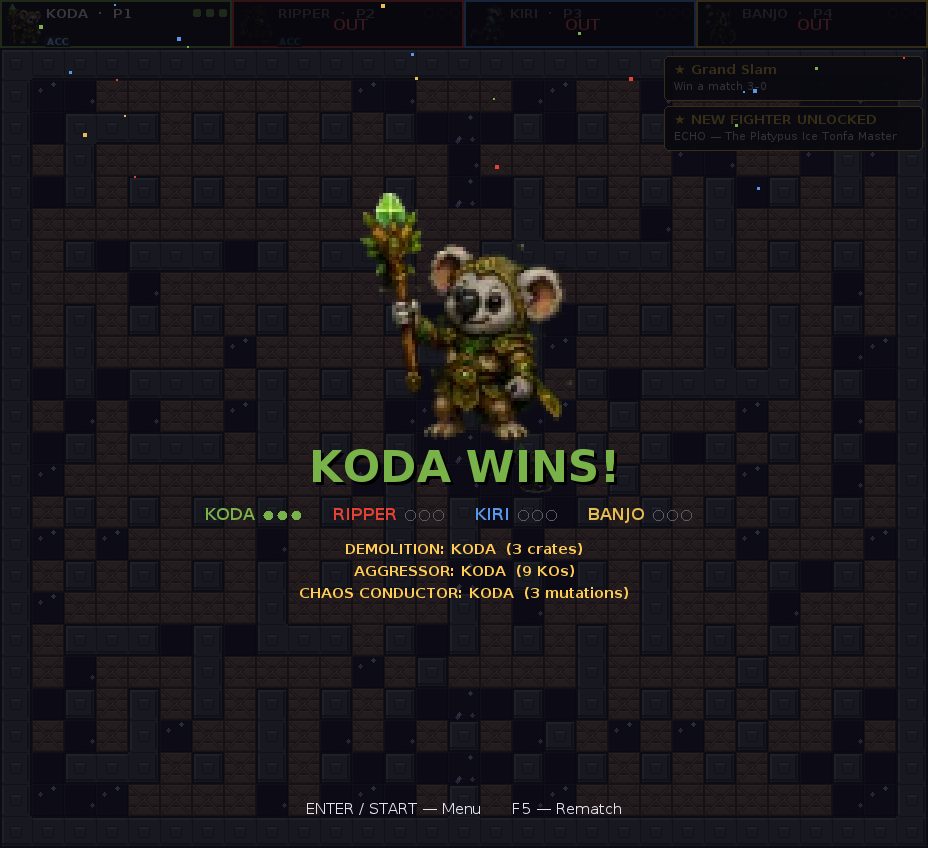 MegaBlast Mayhem match results